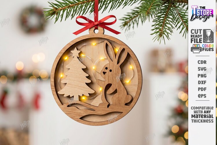 Christmas Ornament with Light Laser Cut | 3D Christmas Tree example image 1