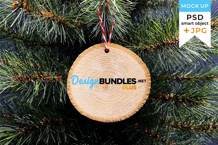 Mockup christmas ornament | Christmas wood slice mockup