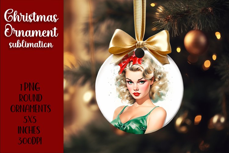 Pin up girl Christmas ornament, Christmas Pinup blondie girl