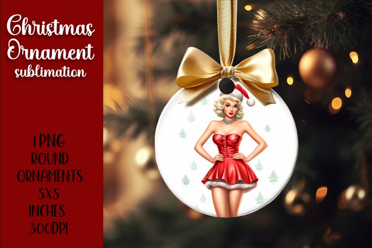 Pin up girl Christmas ornament, Christmas Pinup blondie girl example image 1