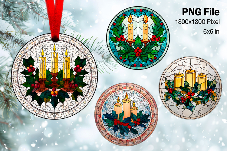 Christmas Ornament Poinsettia Flower Round Circle Decorate22