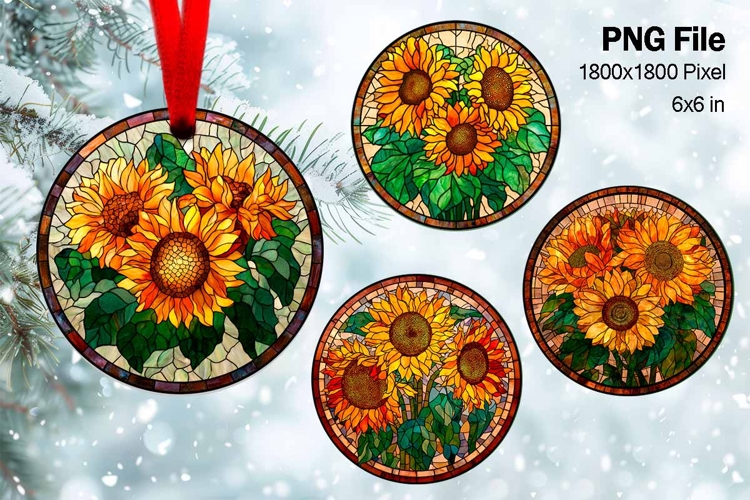 Christmas Ornament Poinsettia Flower Round Circle Decorate24
