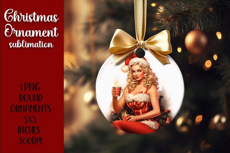 Pin up girl Christmas ornament, Christmas Pinup blondie girl example image 1