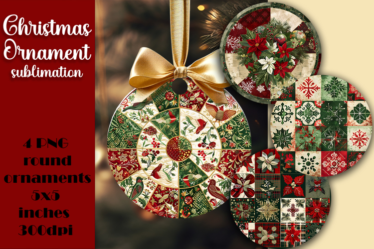 Red and white Poinsettia, epoxy resin Ornament Sublimation