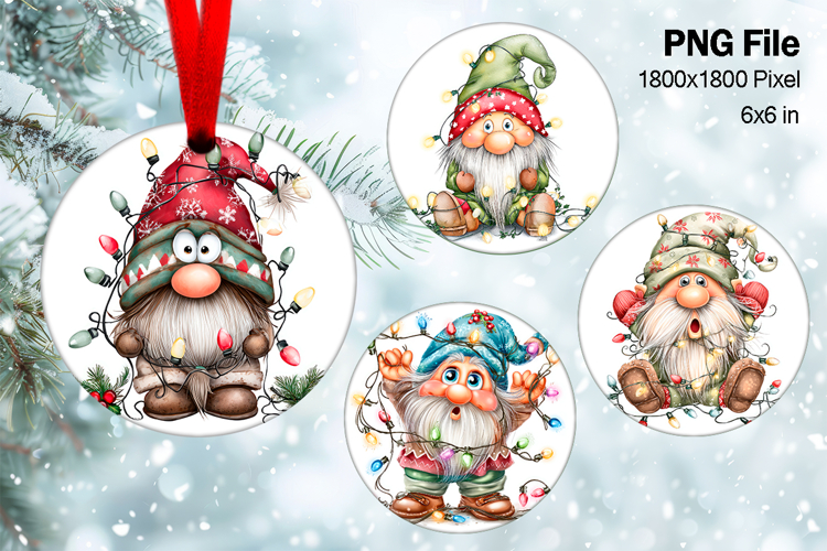 Gnome Santa Christmas Ornament Snow Decorate Sublimation_5
