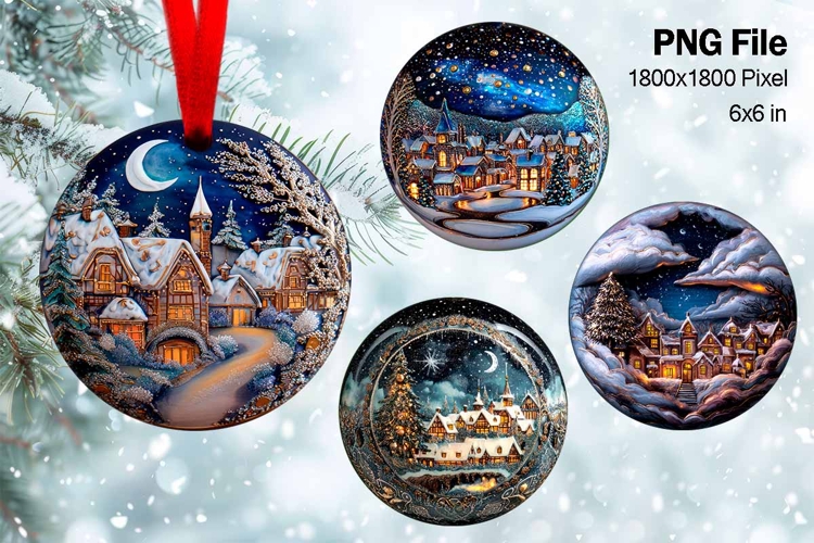 Christmas House Ornament Watercolor Snow House Decorate_6