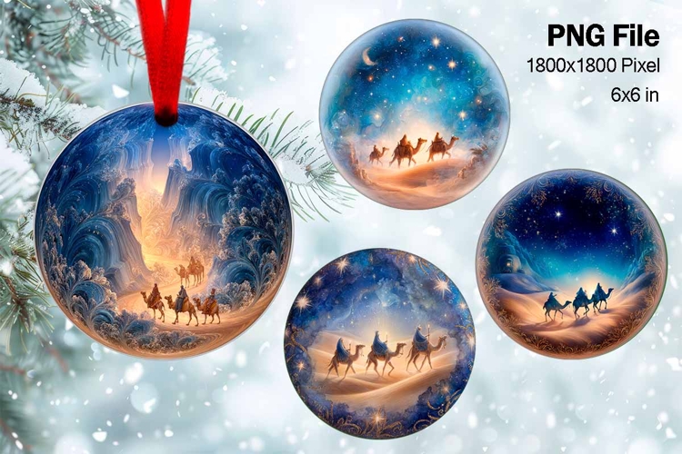 Nativity Scene Christmas Ornament Round Circle Jesus Baby_9