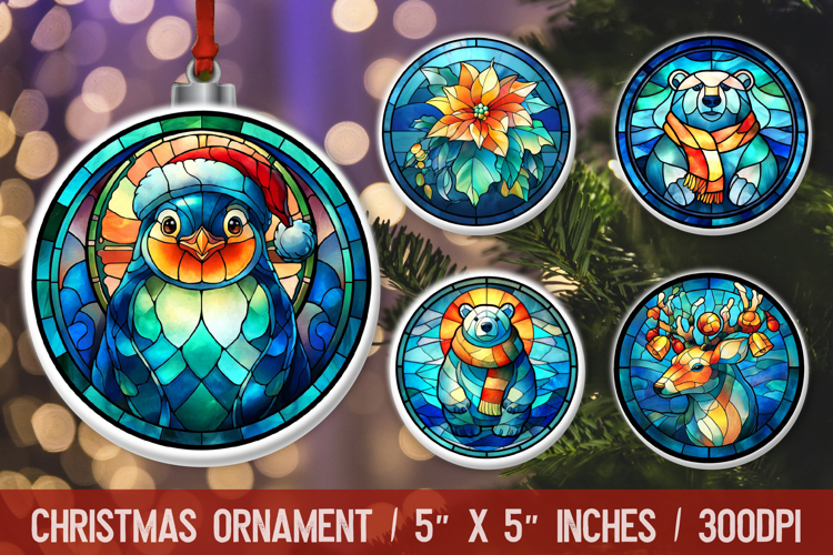 3D Christmas Ornament Sublimation Design, Round Ornament Png