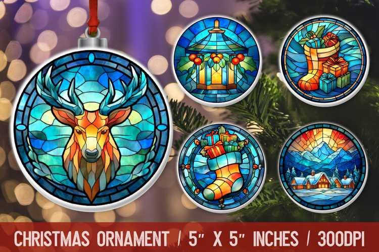 3D Christmas Ornament Sublimation Design, Round Ornament Png