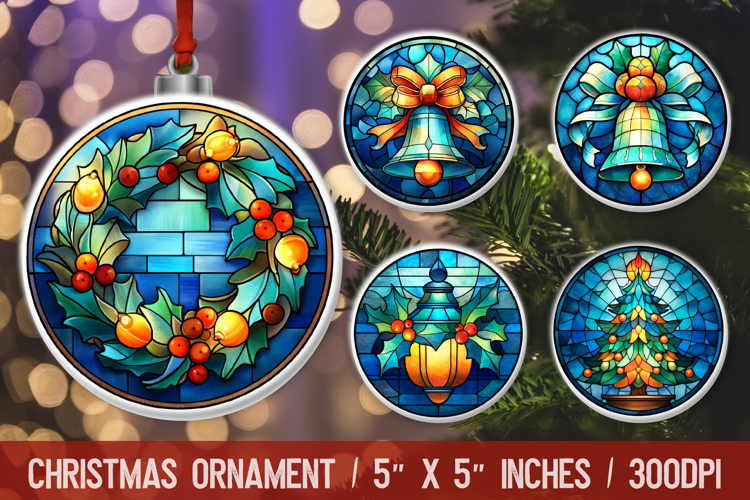3D Christmas Ornament Sublimation Design, Round Ornament Png