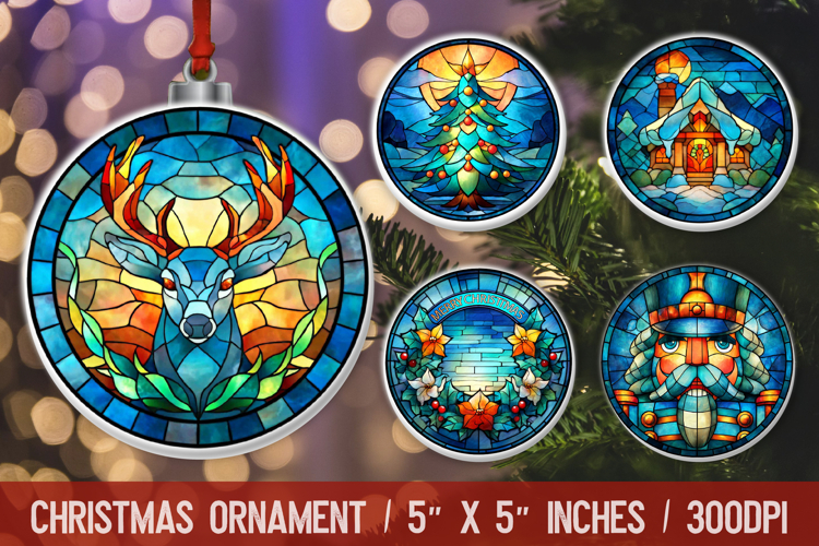 3D Christmas Ornament Sublimation Design, Round Ornament Png