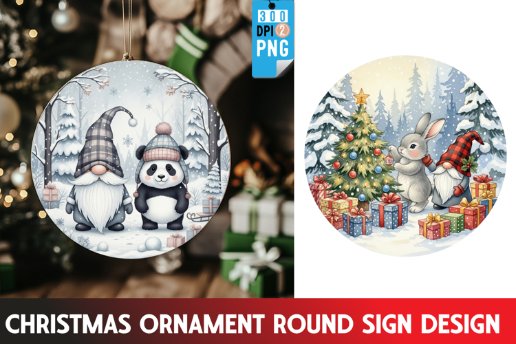 Christmas Ornaments Round Sign PNG, Christmas Round Sign PNG