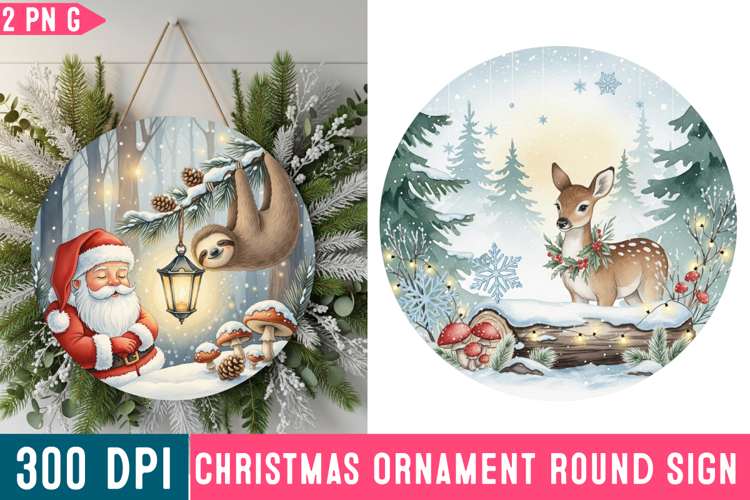 Christmas Ornaments Round Sign PNG, Christmas Round Sign PNG