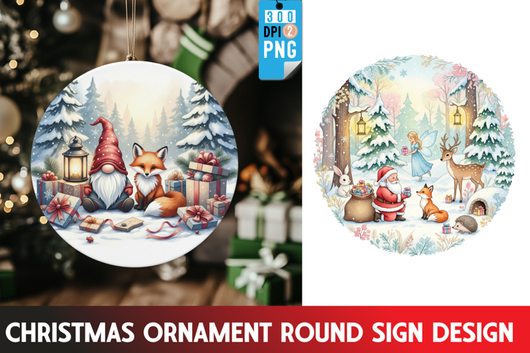 Christmas Ornaments Round Sign PNG, Christmas Round Sign PNG