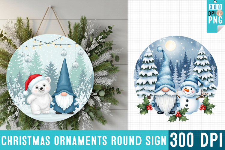 Christmas Ornaments Round Sign PNG, Christmas Round Sign PNG