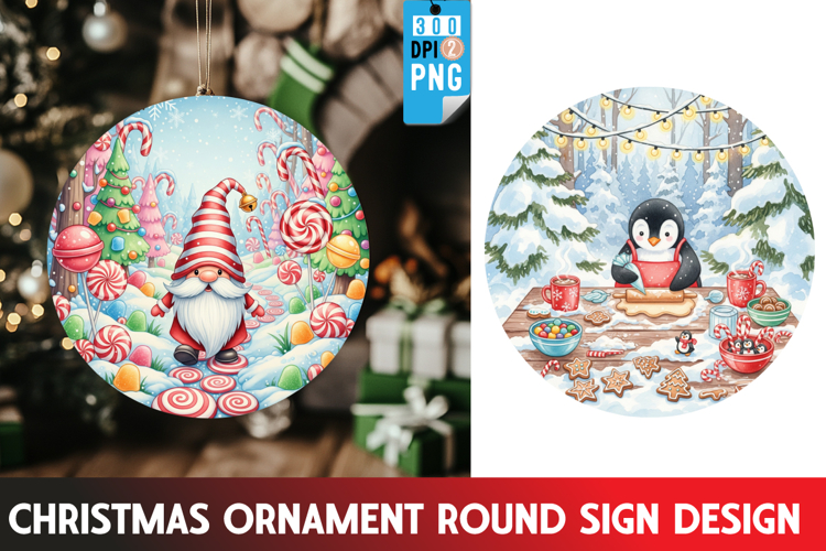 Christmas Ornaments Round Sign PNG, Christmas Round Sign PNG