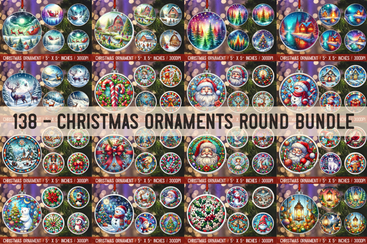Christmas Ornaments Round Sublimation Bundle