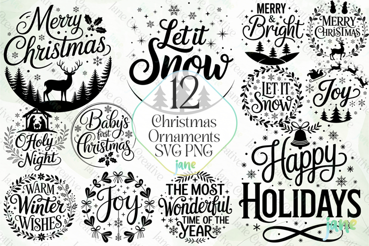 Christmas Ornaments SVG PNG Bundle
