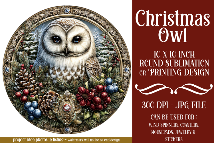Christmas Wind Spinner, Owl Round Design, Owl Spinner, d10