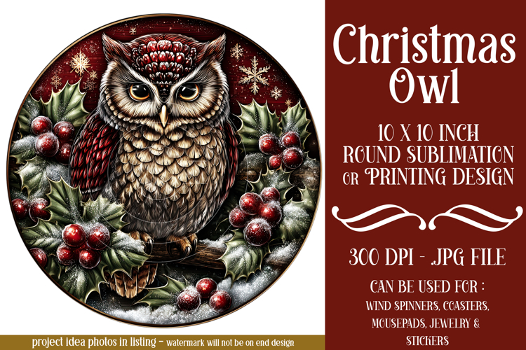 Christmas Wind Spinner, Owl Round Design, Owl Spinner, d27