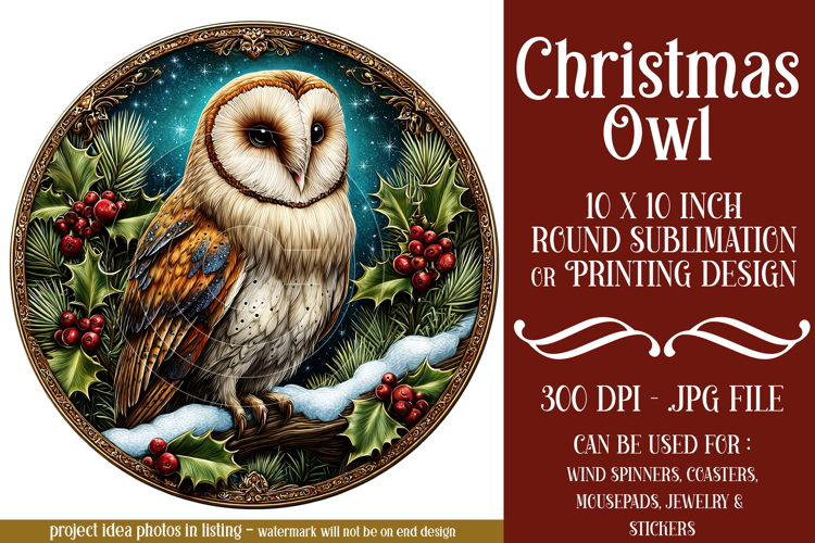 Christmas Wind Spinner, Owl Round Design, Owl Spinner, d46