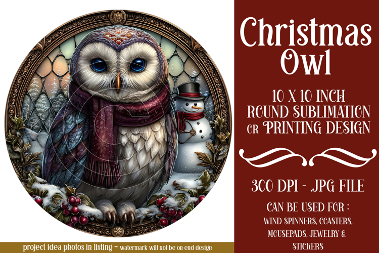 Christmas Wind Spinner, Owl Round Design, Owl Spinner, d50