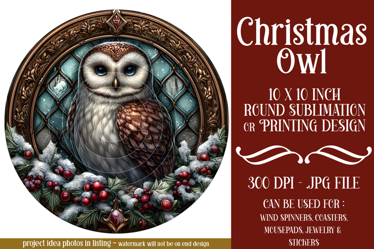 Christmas Wind Spinner, Owl Round Design, Owl Spinner, d52