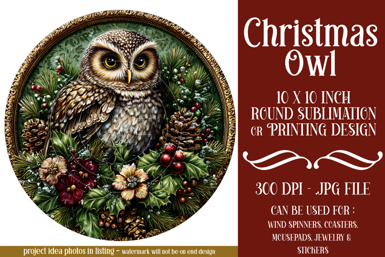 Christmas Wind Spinner, Owl Round Design, Owl Spinner, d6
