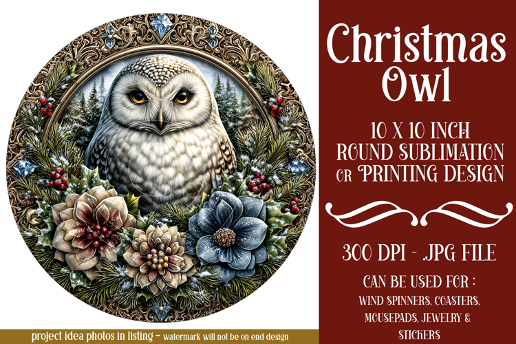 Christmas Wind Spinner, Owl Round Design, Owl Spinner, d8