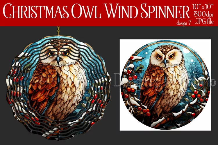 Christmas Wind Spinner, Christmas Owl Wind Spinner, d7