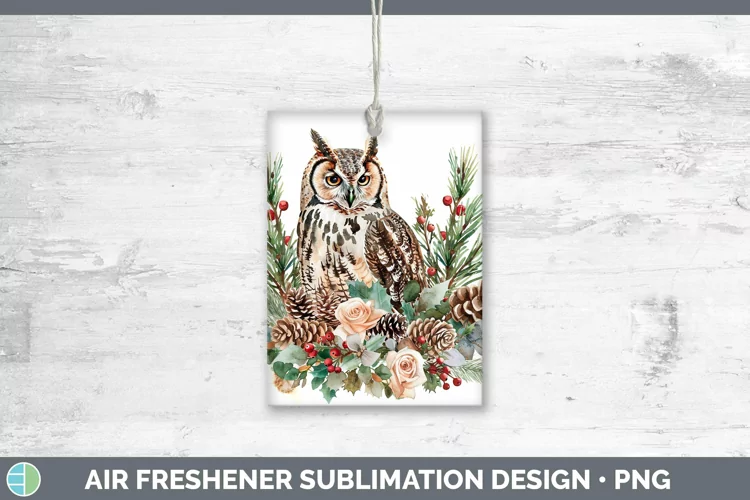 Christmas Owl Air Freshener Sublimation Car Freshener Design