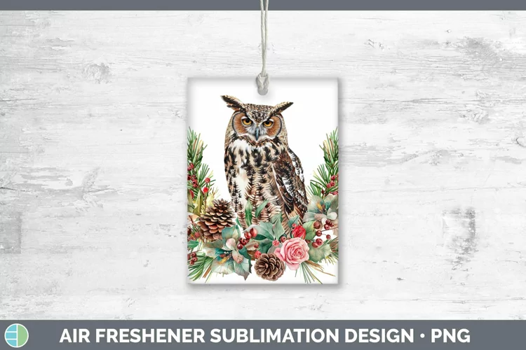 Christmas Owl Air Freshener Sublimation Car Freshener Design