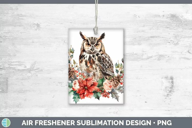 Christmas Owl Air Freshener Sublimation Car Freshener Design
