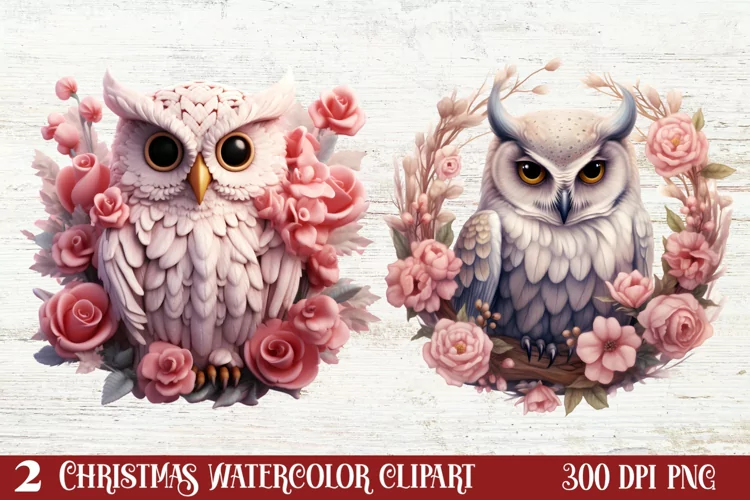 Christmas Owl Clipart, Christmas Owl Clipart, Christmas Owl