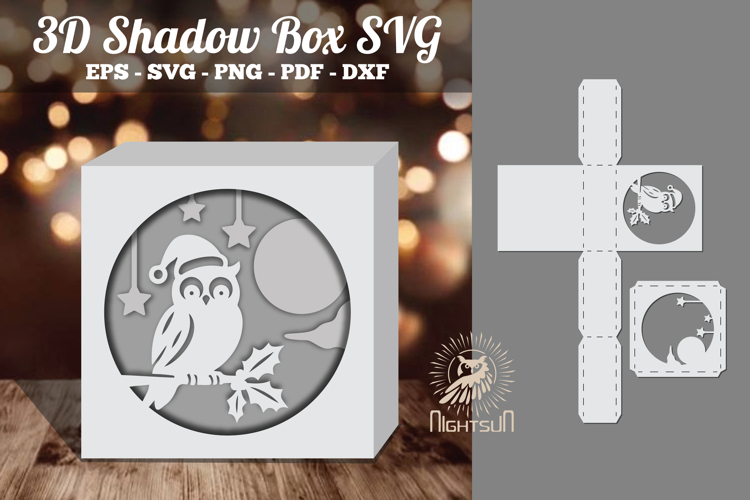 Christmas Owl Papercut Shadow Box