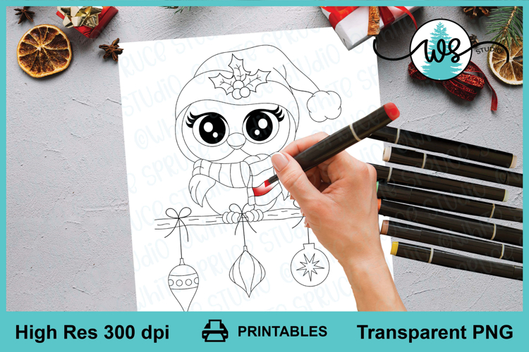 Christmas Owl PNG Digi Stamp, Owl Sayings Quotes
