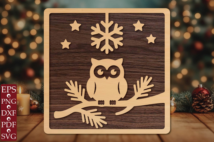 Christmas Owl SVG Laser Cut