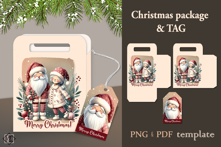 Christmas gift bag and tag