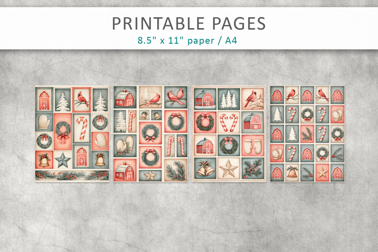 Christmas Junk Journal Pages, Christmas papers