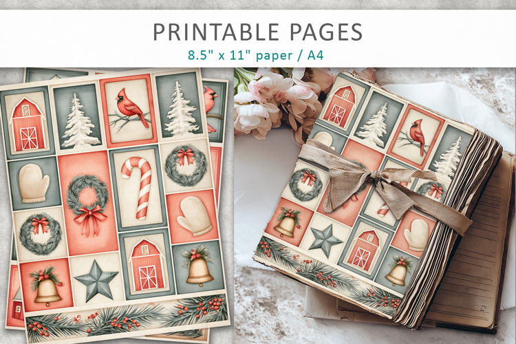Christmas Junk Journal Pages, Christmas papers