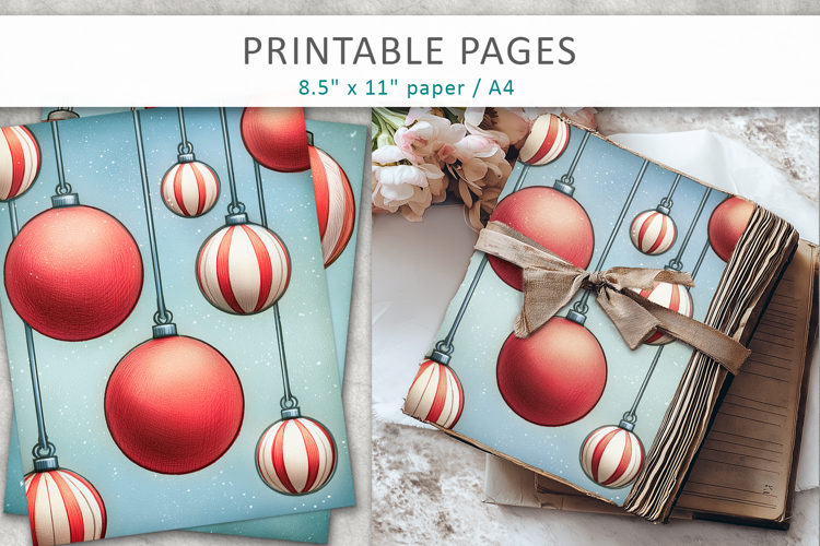 Christmas Junk Journal Pages, holiday paper