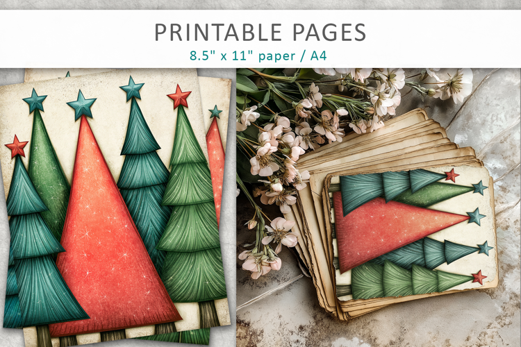 Christmas Junk Journal Pages, Christmas Card Making