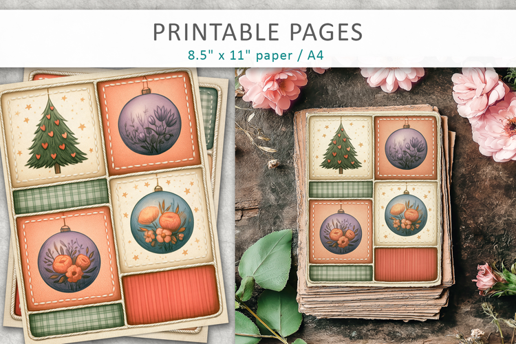 Christmas Junk Journal Pages, holiday papers