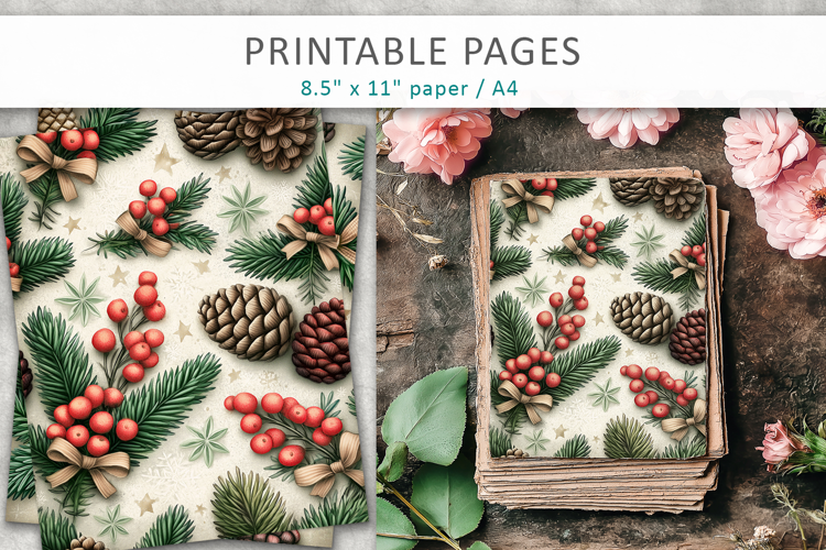 Christmas Junk Journal Pages, Christmas backgrounds