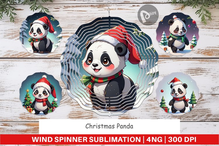 Wind Spinner Cartoon Christmas Panda