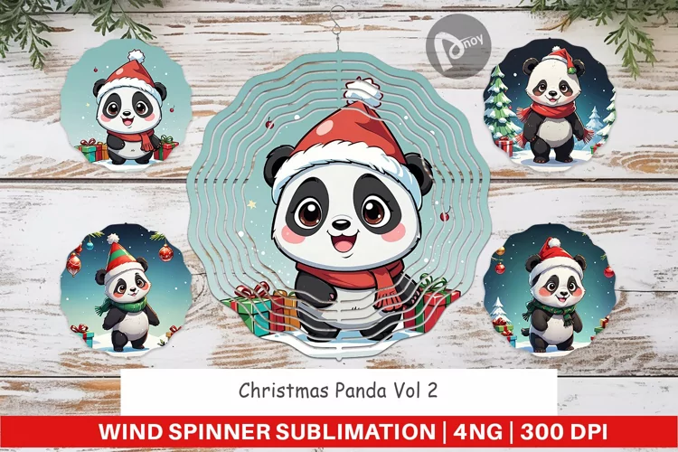 Wind Spinner Cartoon Christmas Panda
