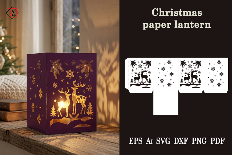 Christmas Paper Lantern | Candle Holder Template | Paper Cut
