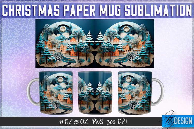 Christmas Paper Mug Sublimation 11|15 Oz Mug | Mug Wrap v.1
