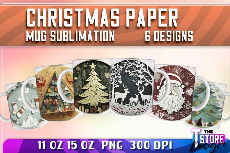 Christmas Paper Mug Sublimation|Coffee 11 Oz|Winter Mug 15 1