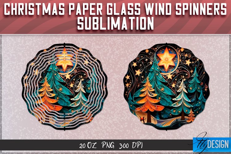 Christmas Paper Glass Wind Spinners Sublimation | v.2